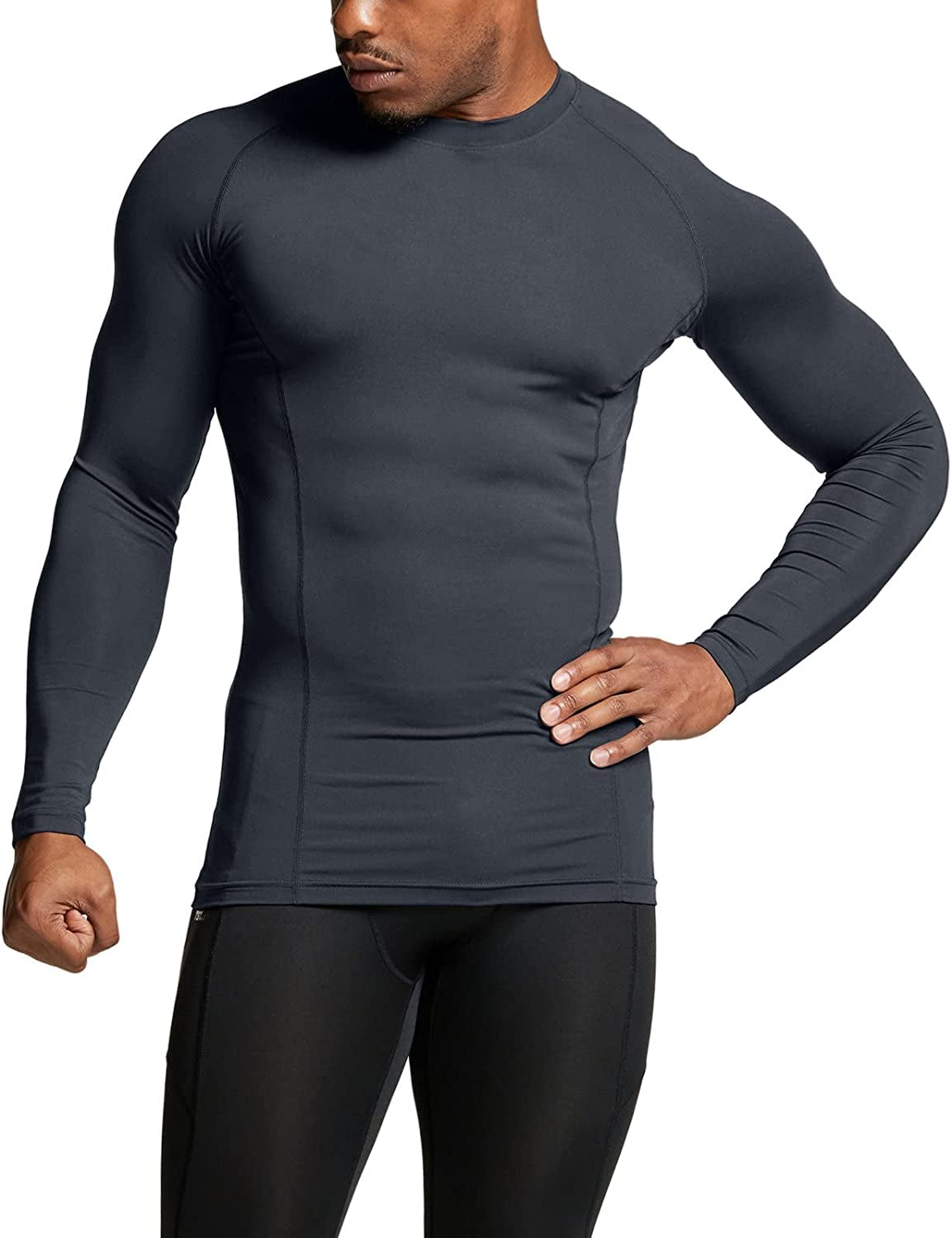 Men'S UPF 50+ Long Sleeve Compression Shirts, Water Sports Rash Guard Base Layer, Athletic Workout Shirt