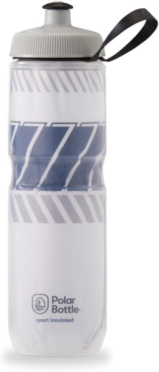 - 24Oz Tempo - White & Night Navy - Insulated Water Bottle for Cycling & Sports, Keeps Water Cooler 2X Longer and Fits Most Bike Bottle Cages