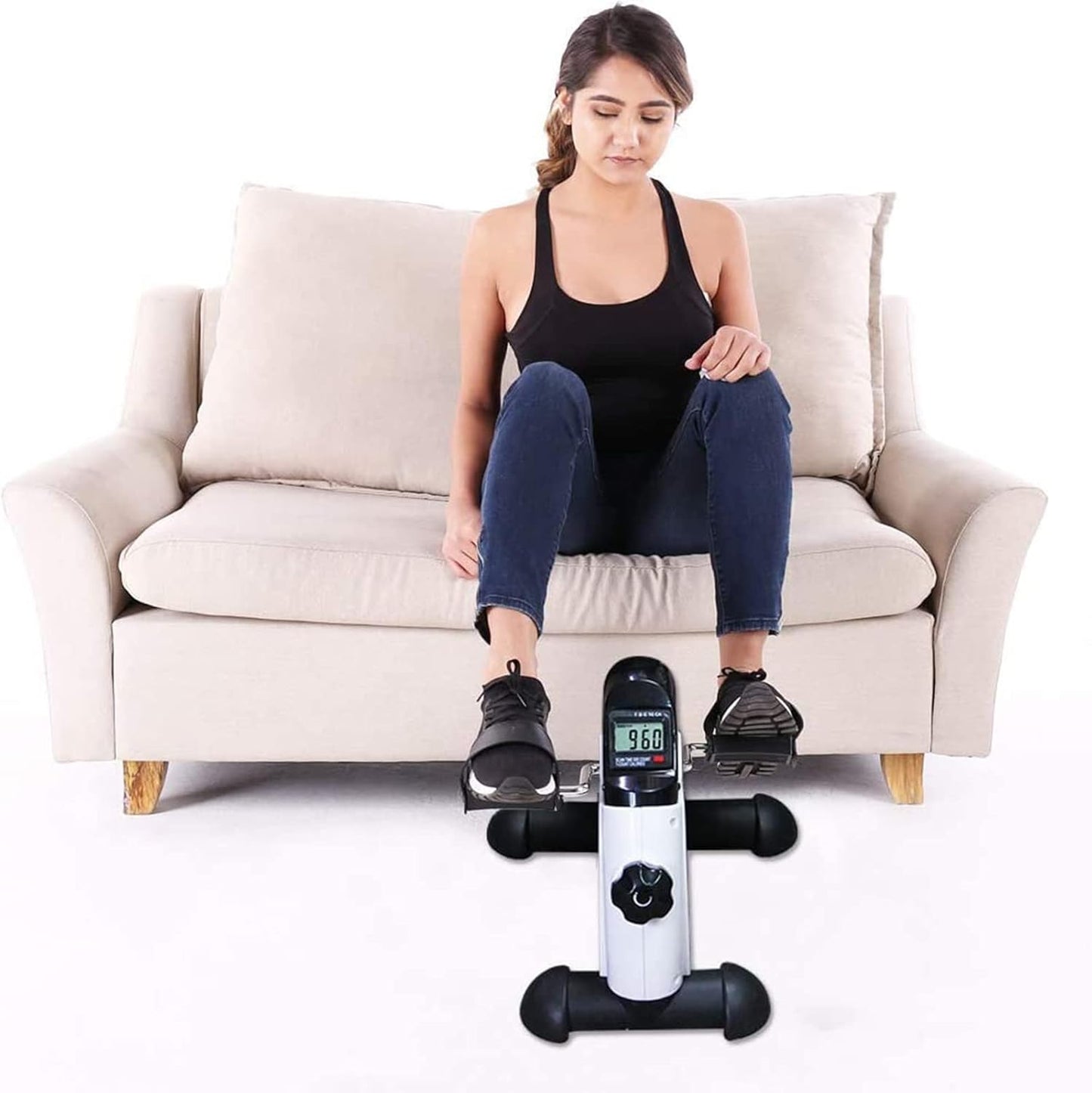 Portable Exercise Pedal Bike for Legs and Arms, Mini Exercise Peddler with LCD Display