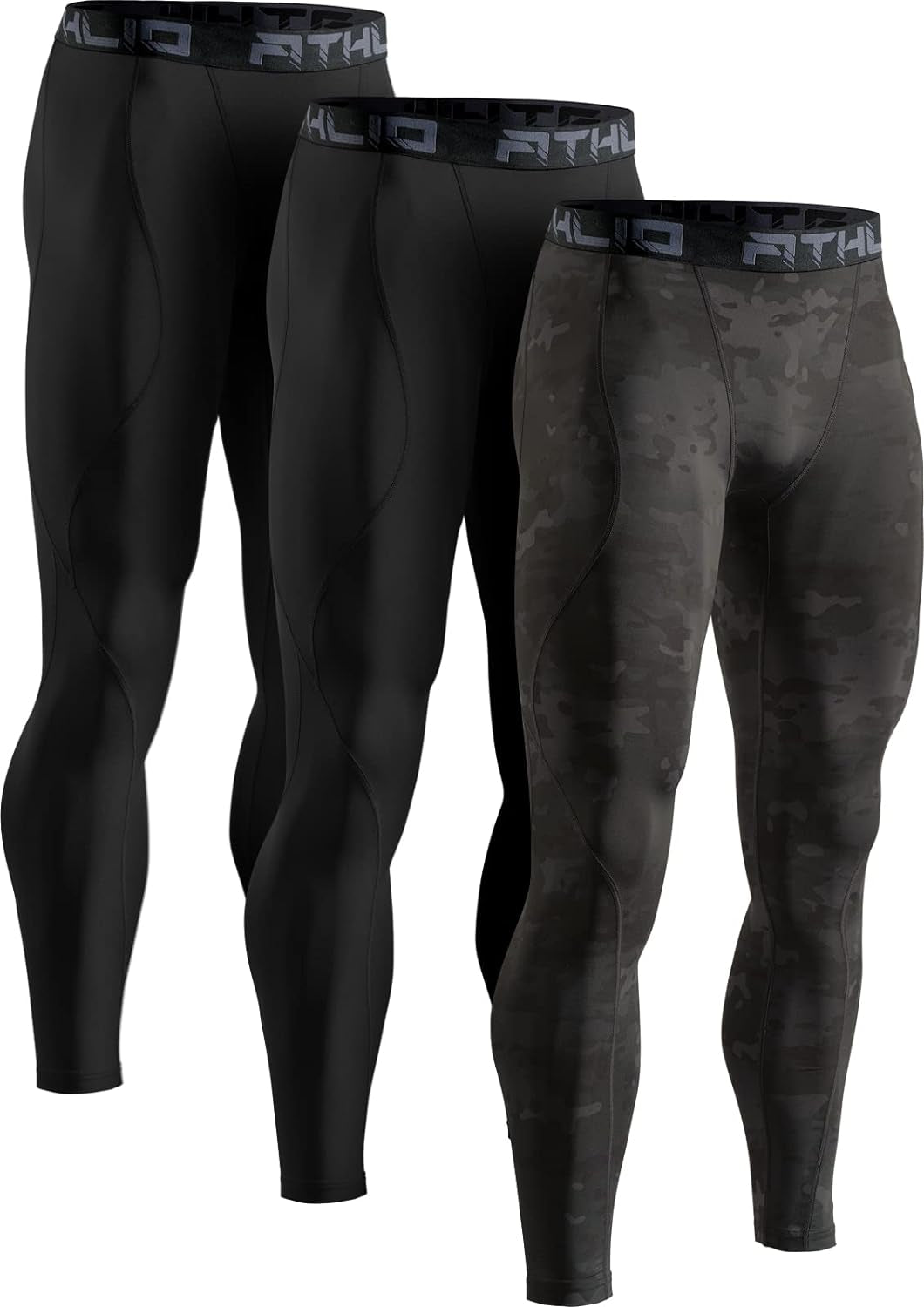 Men'S Compression Pants Running Tights Workout Leggings, Cool Dry Technical Sports Baselayer