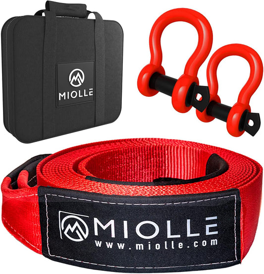 gear Tow Strap 2”X20’- 20990 Lbs MBS (Lab Tested) Recovery Strap Kit Includes: Tow Rope, 2 D-Ring Shackles 5/8 MBS- 28640LBS, Storage Case