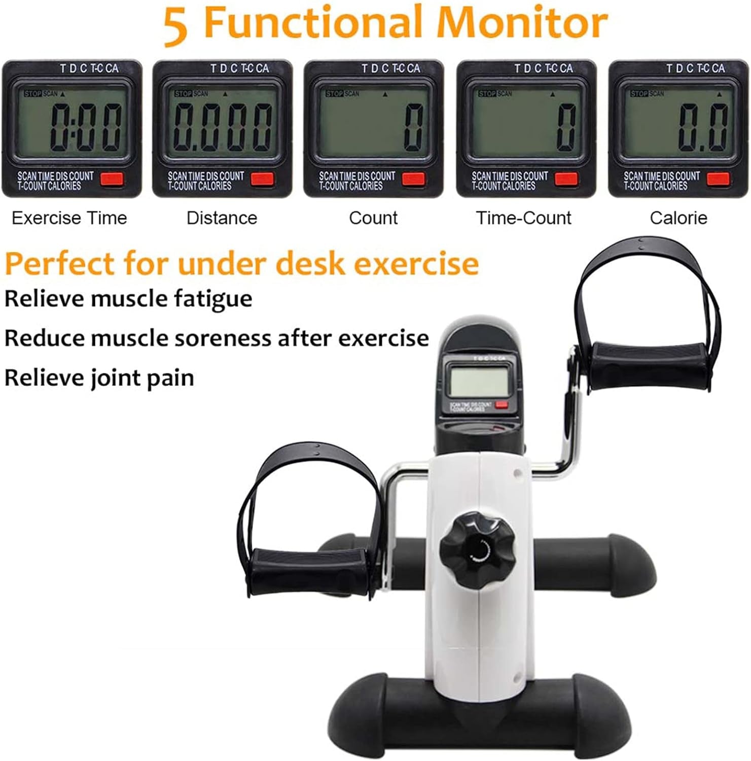 Portable Exercise Pedal Bike for Legs and Arms, Mini Exercise Peddler with LCD Display