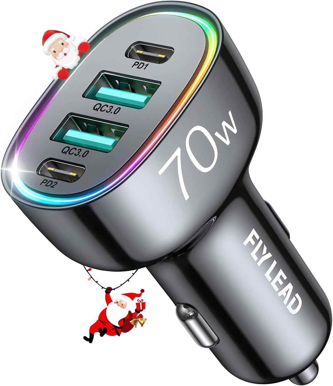 Fast Car Charger  70W 4 Ports Car Charger【A Must for Family Travel】 Super Fast USB C Car Charger Adapter for Iphone 16/15 Pro Max plus Samsung Galaxy S24